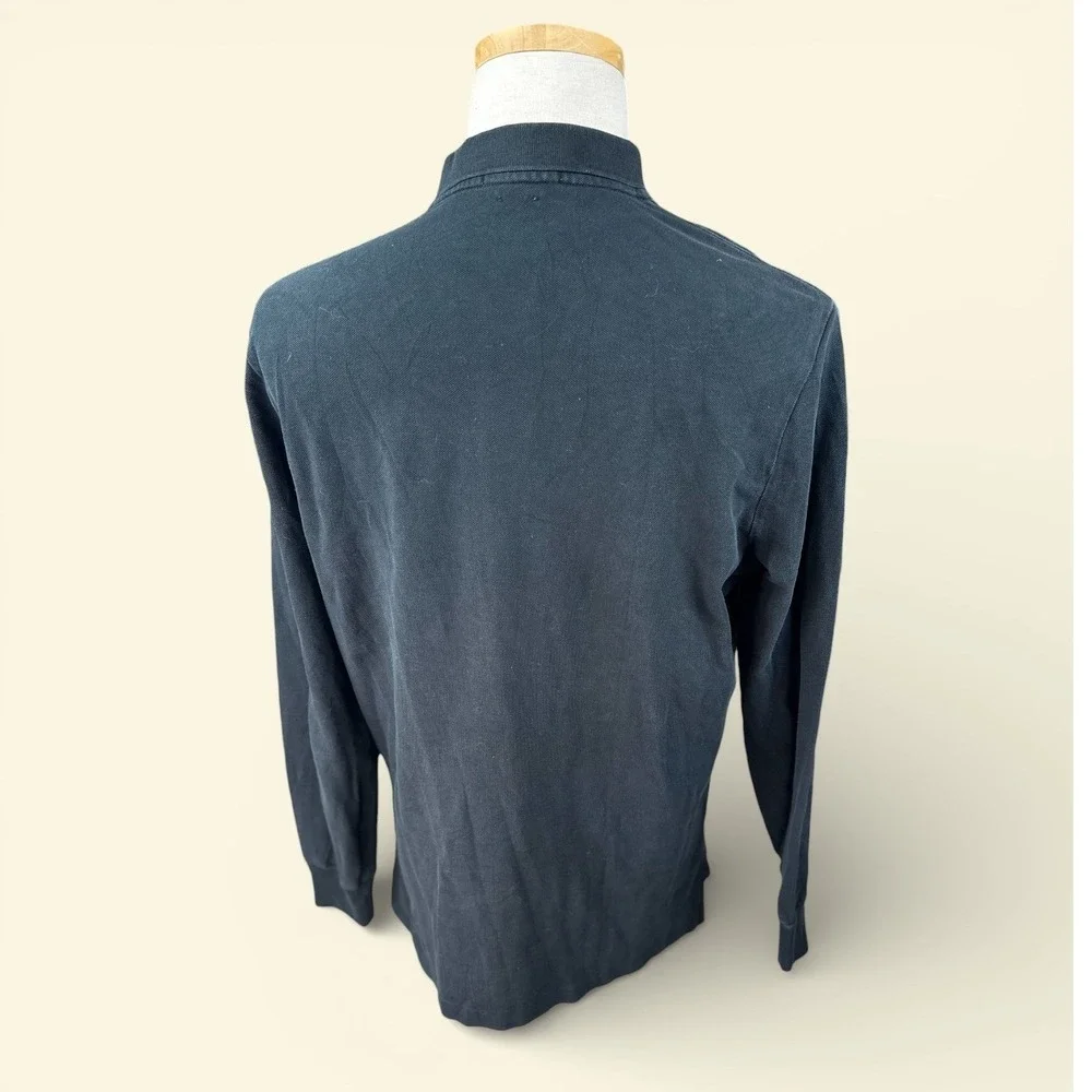 Polo Ralph Lauren Mens SZ MED Black Classic Fit Long Sleeve Crest‎ Polo Shirt